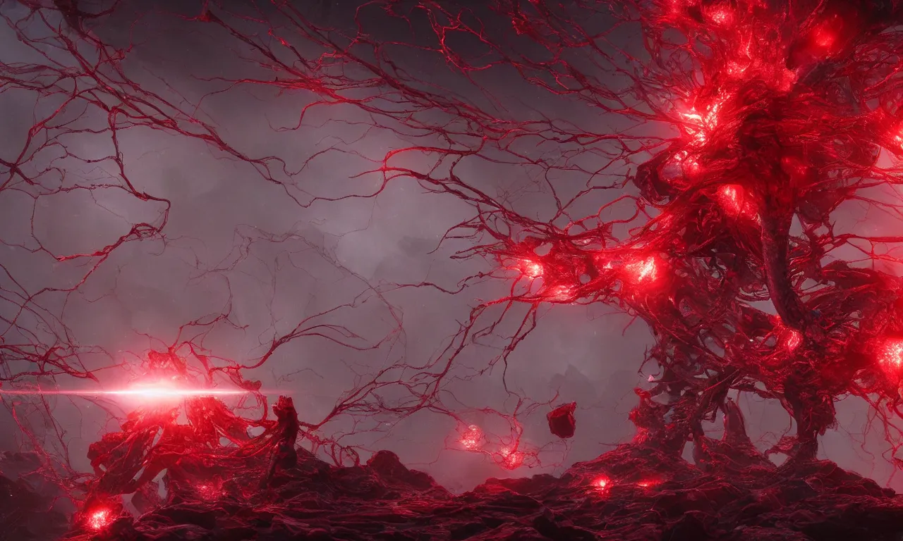 Image similar to A bloody red neurological network spanning across the galaxy,, realistic 4k octane beautifully detailed render, 4k post-processing, highly detailed, intricate complexity, epic composition, magical atmosphere, cinematic lighting, masterpiece, ultra hd