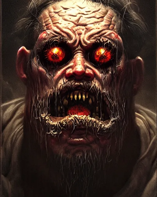 Prompt: torbjorn from overwatch, character portrait, portrait, close up, concept art, intricate details, highly detailed, horror poster, horror, vintage horror art, realistic, terrifying, in the style of michael whelan, beksinski, and gustave dore