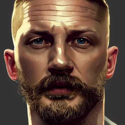 Image similar to a well designed portrait of Tom Hardy , detailed, realistic, sketch style, Artstation,Greg Rutkowski, 8K resolution.