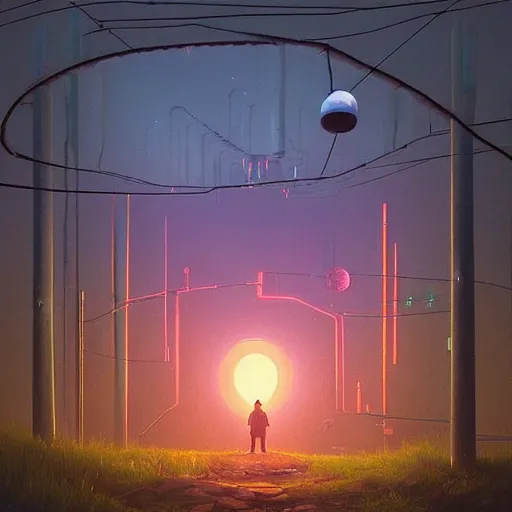 Image similar to “Portal to another world by Simon Stalenhag, 8k, highly detailed, trending on artstation”