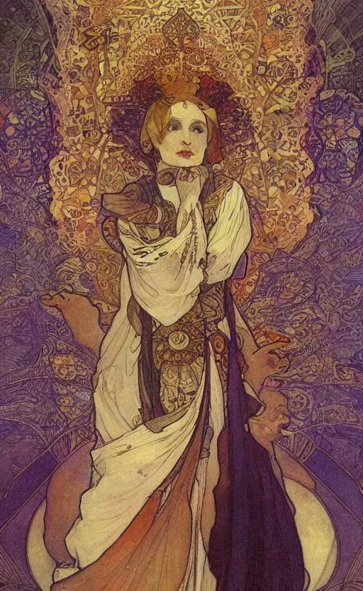 Image similar to the emperor, tarot, beautiful border, by alfons maria mucha, highly detailded