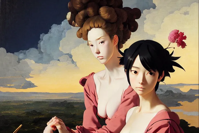 Image similar to baroque oil painting of key visual portrait full body of victoria secret show, rule of thirds golden ratio, fake detail, trending pixiv fanbox, acrylic palette knife, style of makoto shinkai ghibli takashi takeuchi yoshiyuki sadamoto jamie wyeth james gilleard greg rutkowski chiho aoshima