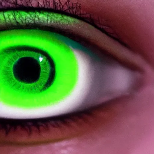 Prompt: neon green eye moving