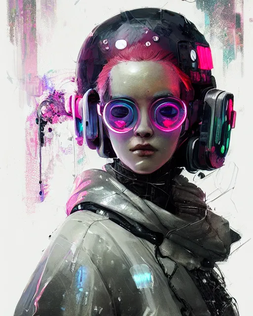 Image similar to detailed portrait witch, cyberpunk futuristic neon, reflective puffy coat, decorated with traditional Japanese ornaments by Ismail inceoglu dragan bibin hans thoma greg rutkowski Alexandros Pyromallis Nekro Rene Maritte Illustrated, Perfect face, fine details, realistic shaded, fine-face, pretty face