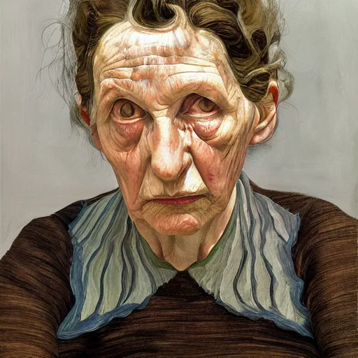 Image similar to high quality high detail painting by lucian freud, hd, portrait of dark woman witch