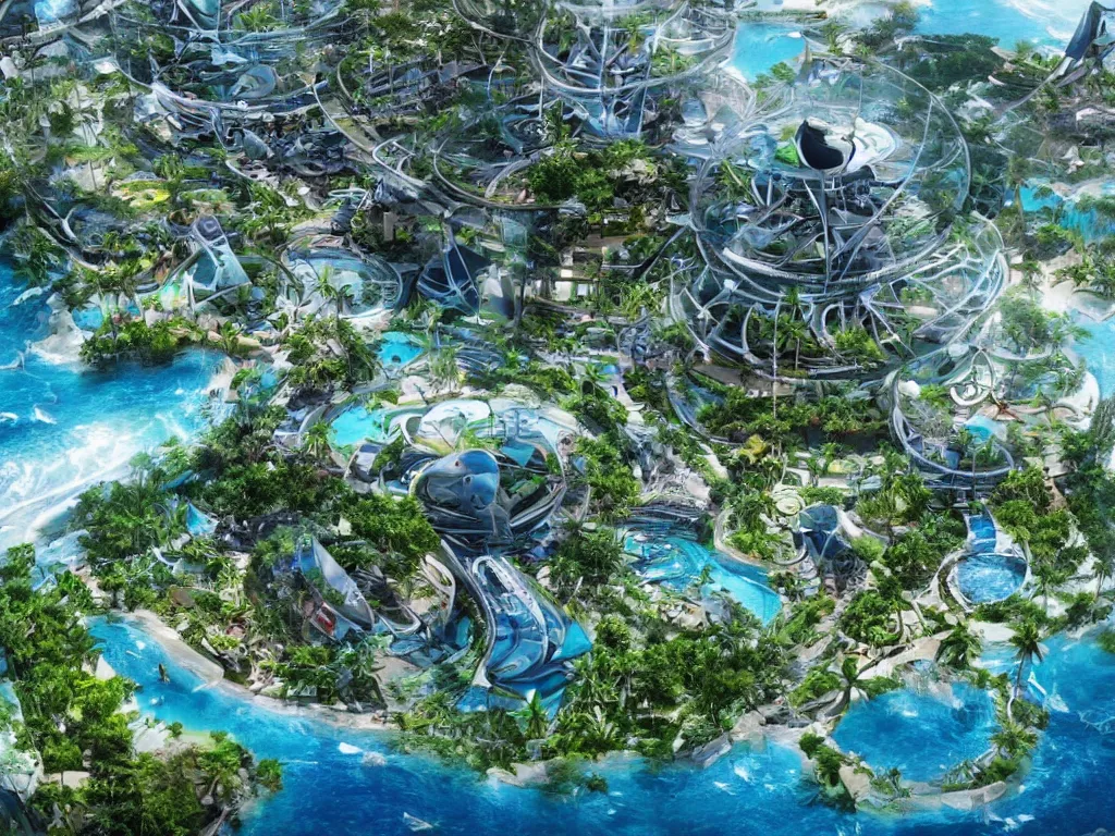 Image similar to futuristic bali island in the year 2 0 5 0, perfect faces