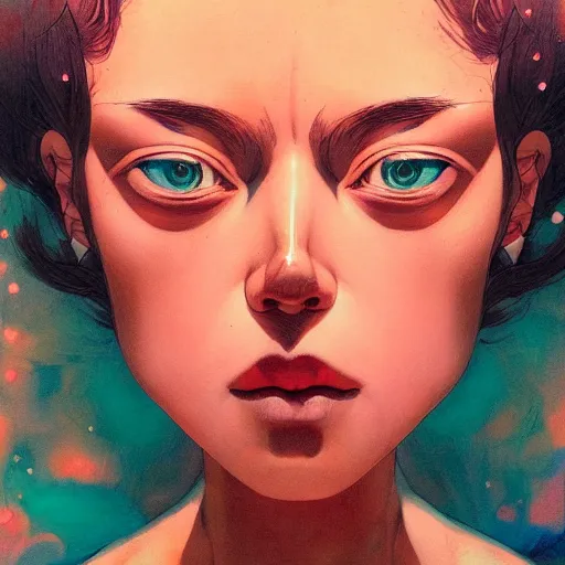 Image similar to beautiful woman portrait soft light painted by james jean and katsuhiro otomo and erik jones, inspired by perfect blue anime, smooth face feature, intricate oil painting, high detail illustration, sharp high detail, manga and anime 1 9 9 9