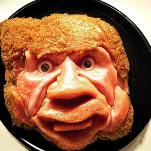 Image similar to chuck roast norris, food photo of chuck norris face on chuck roast