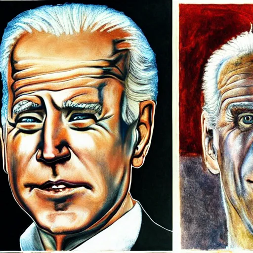 Prompt: joe biden rising from the dead, by egon schiele and william blake and stephen gammell
