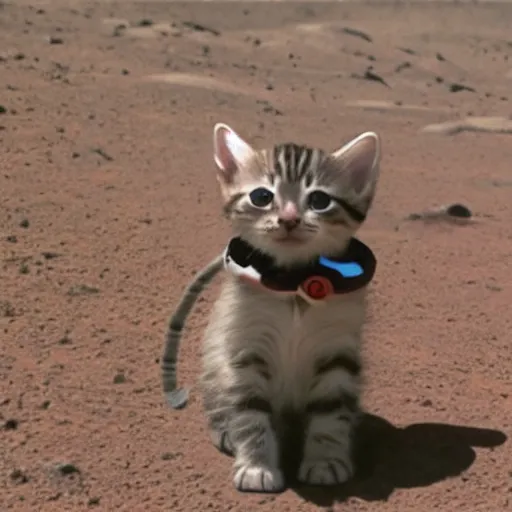 Image similar to kitten in spacesuit on Mars