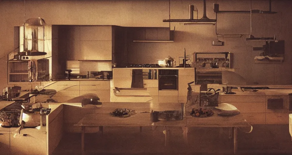 Prompt: IKEA catalogue photo, high end farm house style kitchen, by Beksiński