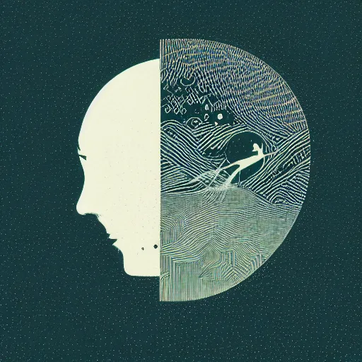 Prompt: a wandering mind, logo without text, simple white background victo ngai, kilian eng. professional