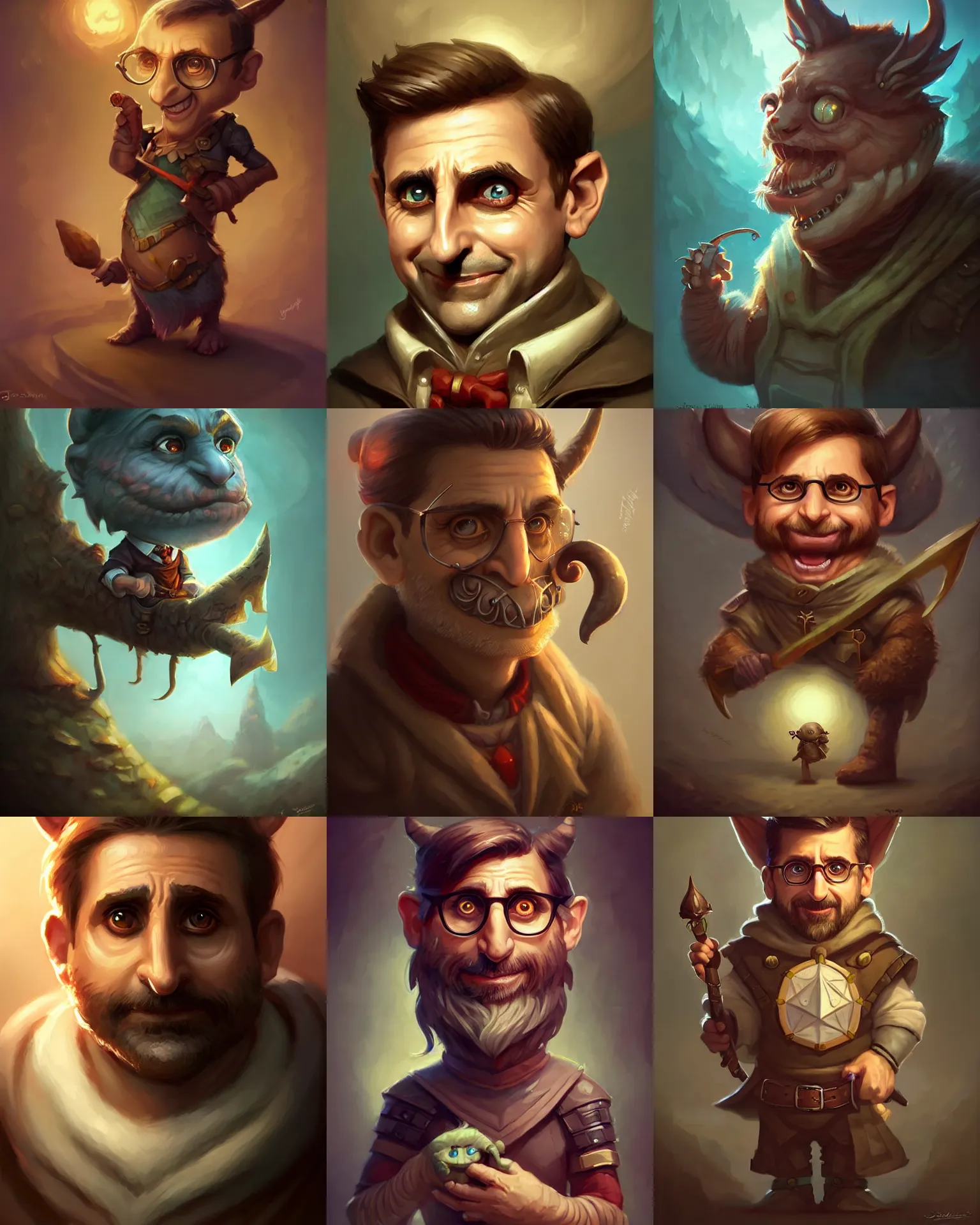 Prompt: cute little anthropomorphic steve carell cute and adorable, pretty, beautiful, dnd character art portrait, matte fantasy painting, deviantart artstation, by jason felix by steve argyle by tyler jacobson by peter mohrbacher, cinema