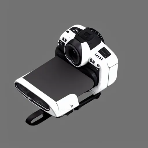 Image similar to Very tiny DSLR model, iOS emoji, 3D clay render, 4k UHD, octane render, white background, isometric top down left view, diffuse lighting, simplistic