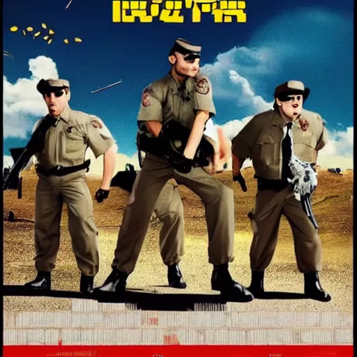 Image similar to movie poster about capybaras dressed as policemen, action movie poster, capybara policemen