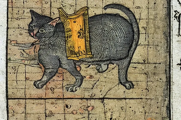 Image similar to Detail from Nuremberg Chronicle, 1493, of a cat, Liber Chronicarum illustration by Michael Wolgemut