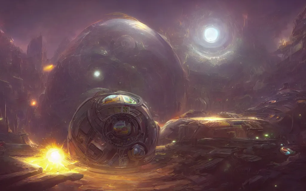 Image similar to complex alien technology that can create a giant sphere of energy, used to contain a star by tyler edlin and agustin fernandez