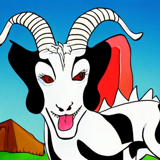 Image similar to cruella as a goat