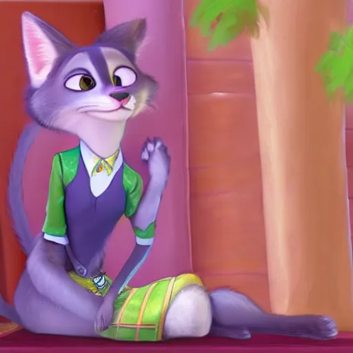 Prompt: princes jasmin, anthropomorphic cat, in the style of zootopia