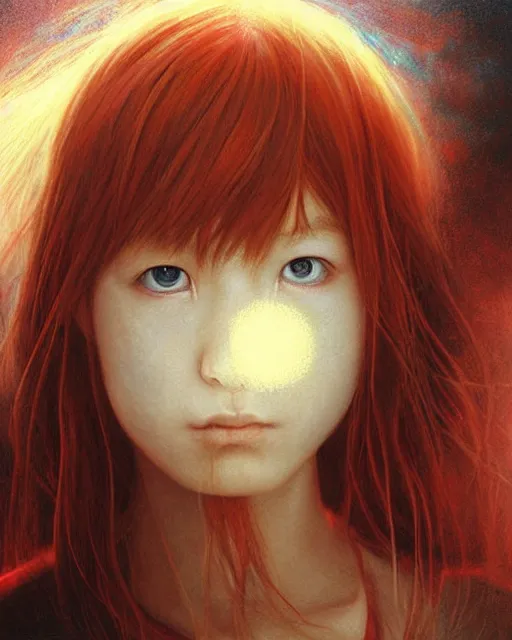 Prompt: asuka langley soryu, award winning photograph, radiant flares, realism, lens flare, intricate, various refining methods, micro macro autofocus, evil realm magic painting vibes, hyperrealistic painting by michael komarck - stephen gammell