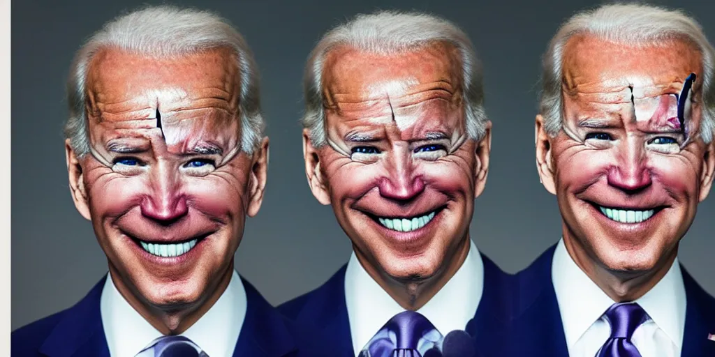 Prompt: Joe Biden wearing the joker Makeup with a creepy smile Resolution