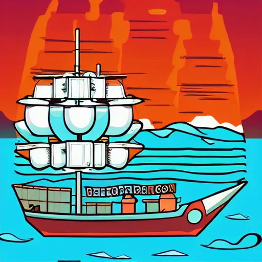 Image similar to Ship in a bottle, sticker, colorful, illustration, highly detailed, smooth and clean vector curves, no jagged lines, vector art, smooth