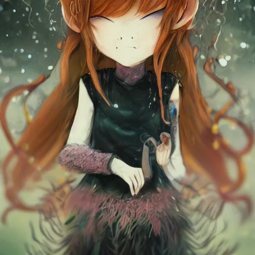 Prompt: a stunning intricate portrait of a cute chibi mysthical beast with fairy wigs and elk horns. anime style, epic character composition, by katsura masakazu, alessio albi, ilya kuvshinov, nina masic, soft focus, vertical portrait, natural lighting, f 2, 5 0 mm, classic chrome, film grain, cinematic lighting