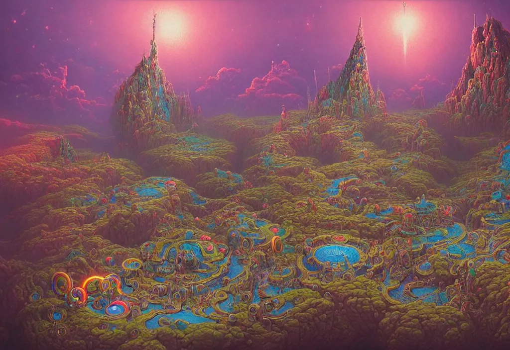 Prompt: beautiful ultradetailed painting of candyland with a cybernetic symbiosis general dynamics gatling gun melded with a professional video camera with glitter lenses made by beksinski, pinterest, google, etsy, artstation, beautiful ultradetailed painting, focal plane near, focal plane far, unreal engine