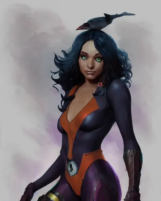 Prompt: Raven from Teen Titans in her room, concept art by Karla Ortiz, James Paick, Charlie Bowater, Krenz Cushart, highly detailed, ultra detailed, ultra realistic, trending on artstation, cgstudio