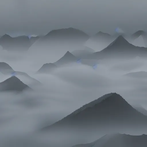 Prompt: “ aerial view of a mountain, fog on the ground, vector art ”