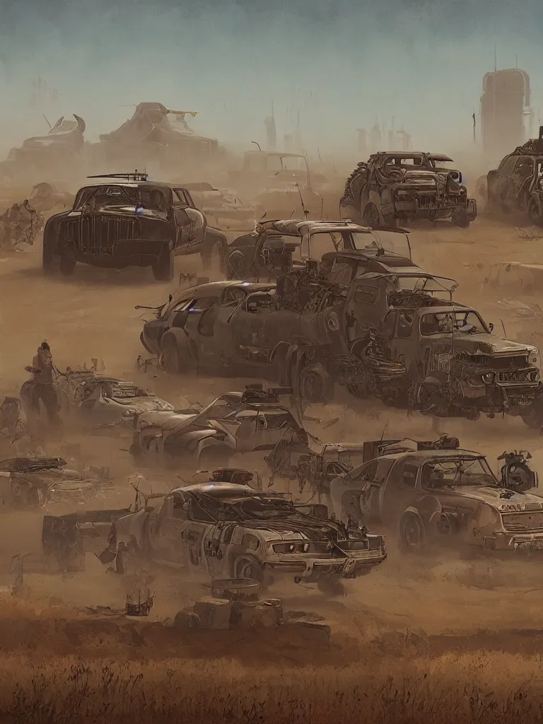 Image similar to mad max by simon stalenhag