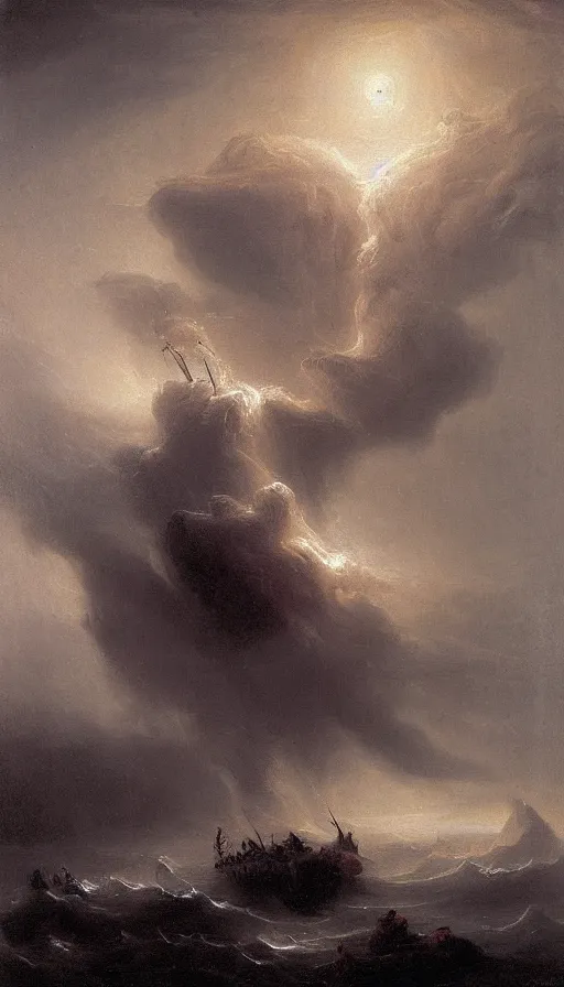 Prompt: a storm vortex made of many demonic eyes and teeth, by ivan aivazovski,