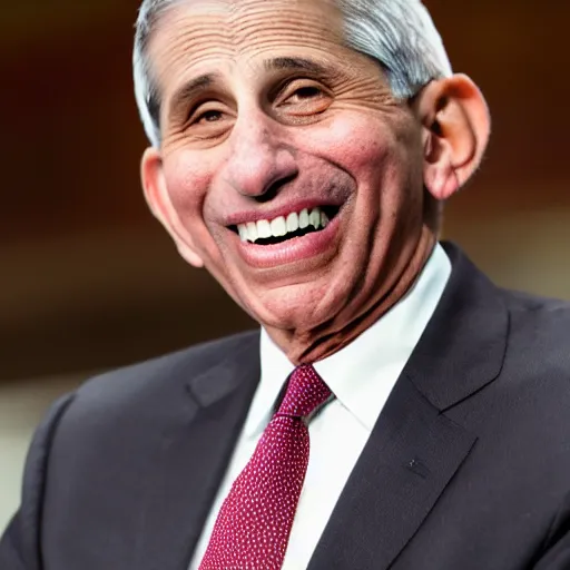 Prompt: laughing Anthony Fauci with monkeypox blisters on his face