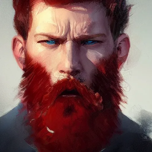 Image similar to portrait of a man by greg rutkowski, he is about 3 0 years old, english, short red hair, blue eyes, red beard, highly detailed portrait, digital painting, artstation, concept art, smooth, sharp foccus ilustration, artstation hq