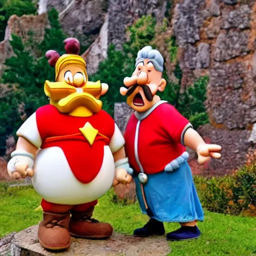 Image similar to Astérix and Obelix posing by Uderzo