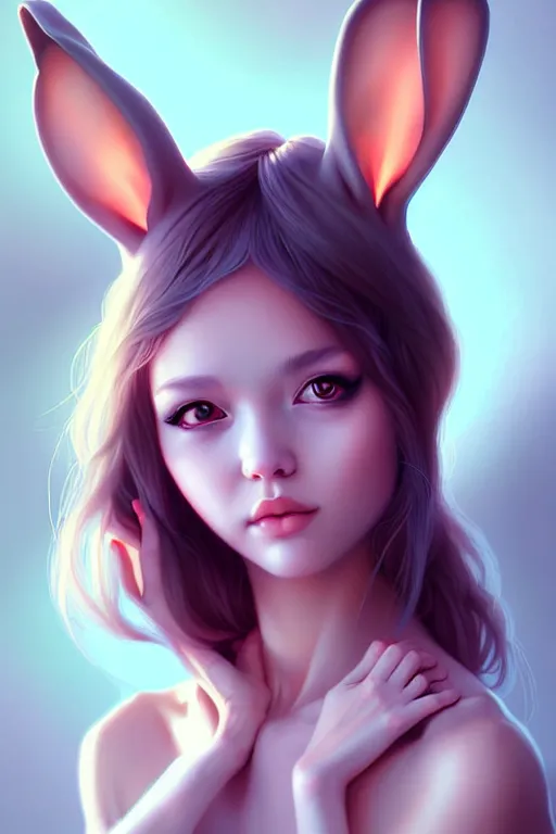 Image similar to rabbit girl portrait by Artgerm and WLOP