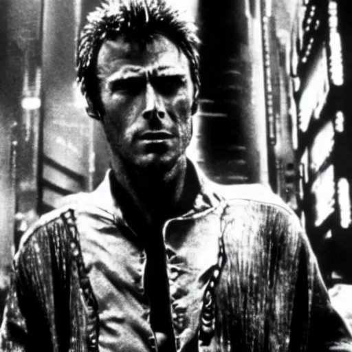 Image similar to clint eastwood in sci fi movie blade runner