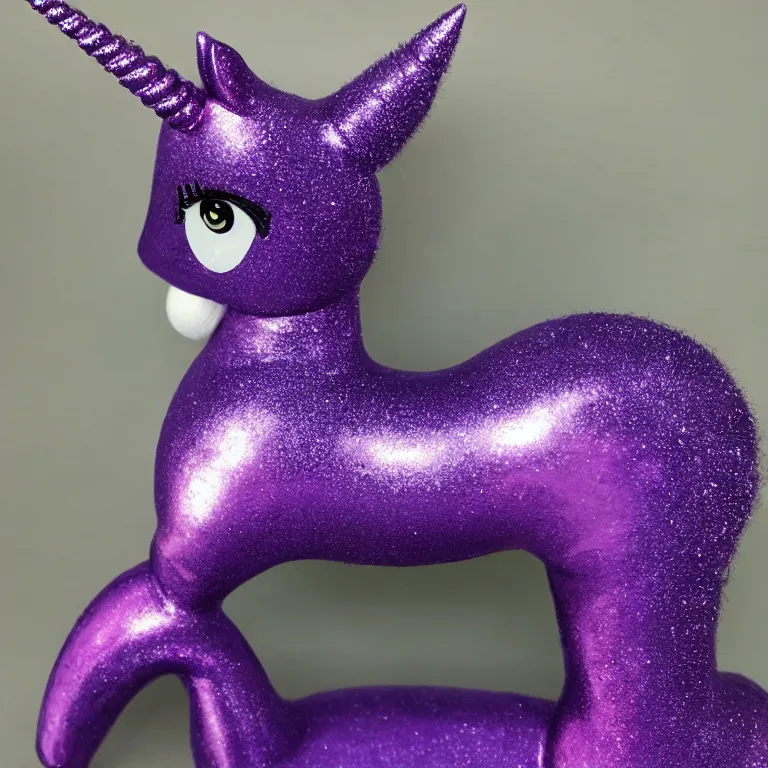 Prompt: a beautiful sparkling purple unicorn toy, by daedalus