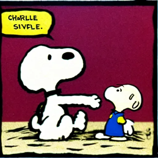 Image similar to snoopy slaps charlie brown, illustrated by charles schulz