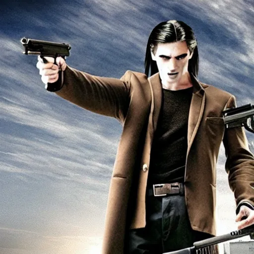 Prompt: Still from Vampires Holding Guns 2: Vampires Holding Rifles, poor quality, awful movie, heavily downvoted