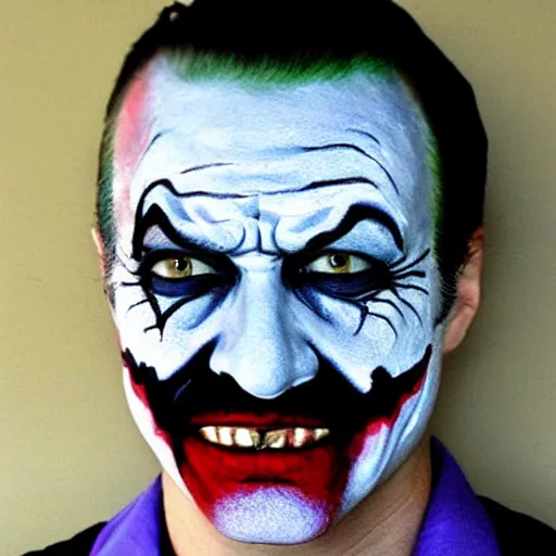 Prompt: Joker face paint on Walter white