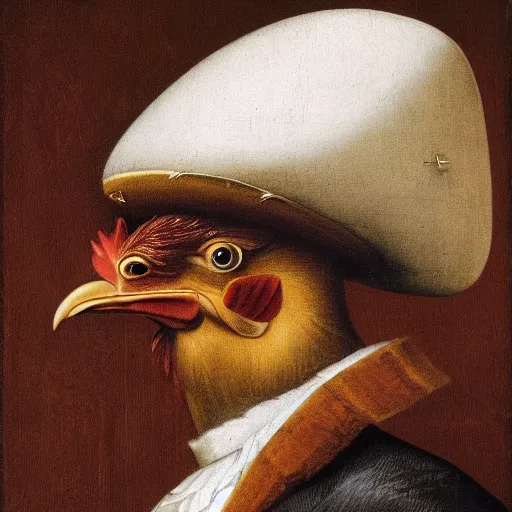 Image similar to a high quality photo of a chicken wearing a suit, renaissance, 8k,