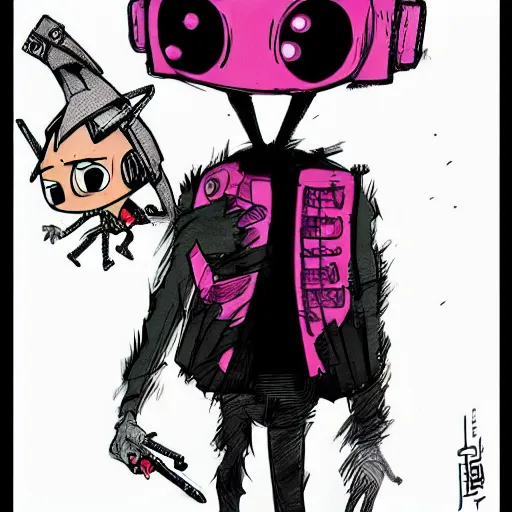 Prompt: invader zim, kim jung gi style,