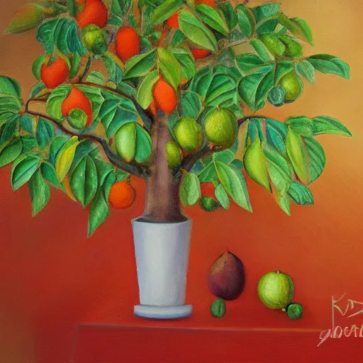 Image similar to high detail oil painting of fruit tree