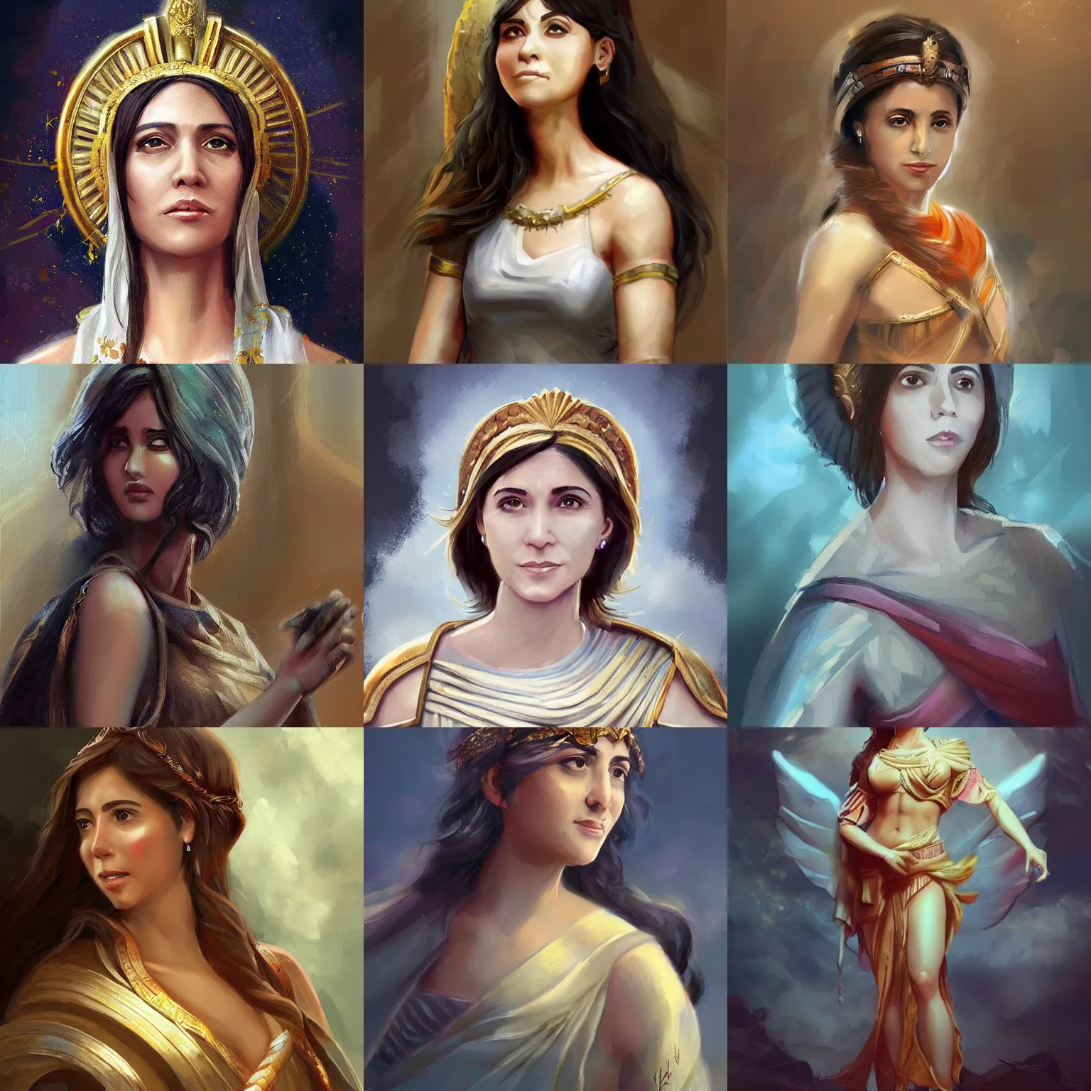 Image similar to Leni Robredo as a Roman Goddess, Beautiful, Painting, Artstation, Digital Art