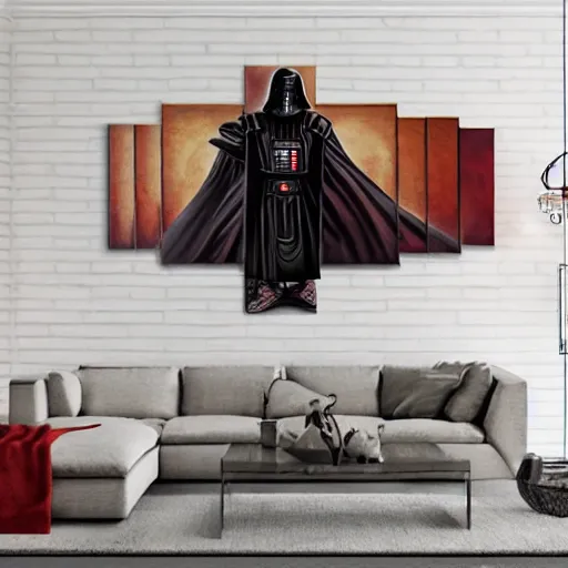 Image similar to darth revan depicted in an anciet wall painting, 8k render, realistic,