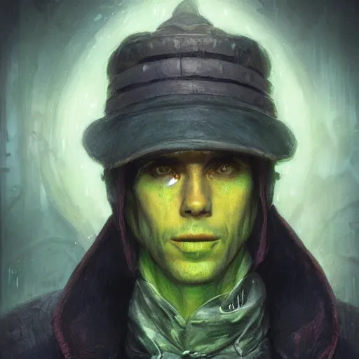Image similar to snufkin as a realistic scifi cyberpunk character, closeup portrait art by donato giancola and greg rutkowski, vintage retro scifi, realistic face, digital art, trending on artstation, symmetry!!!
