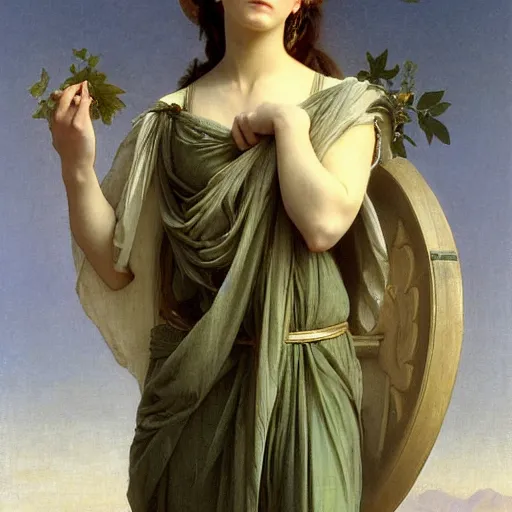 Image similar to emma watson as a greek goddess, painting by william adolphe bouguereau