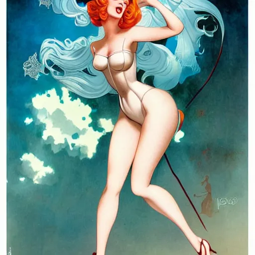 Prompt: a pinup by alberto vargas and anna dittmann.