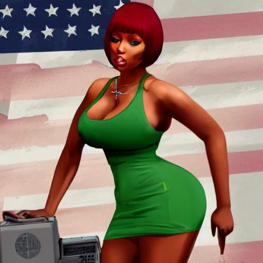 Image similar to megan thee stallion as gta V artwork, detailed